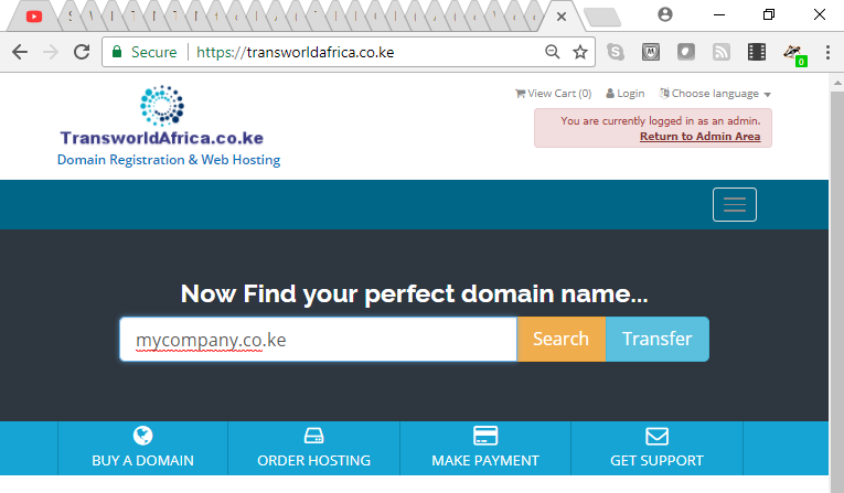 transworldafrica.co.ke start new domain registration
