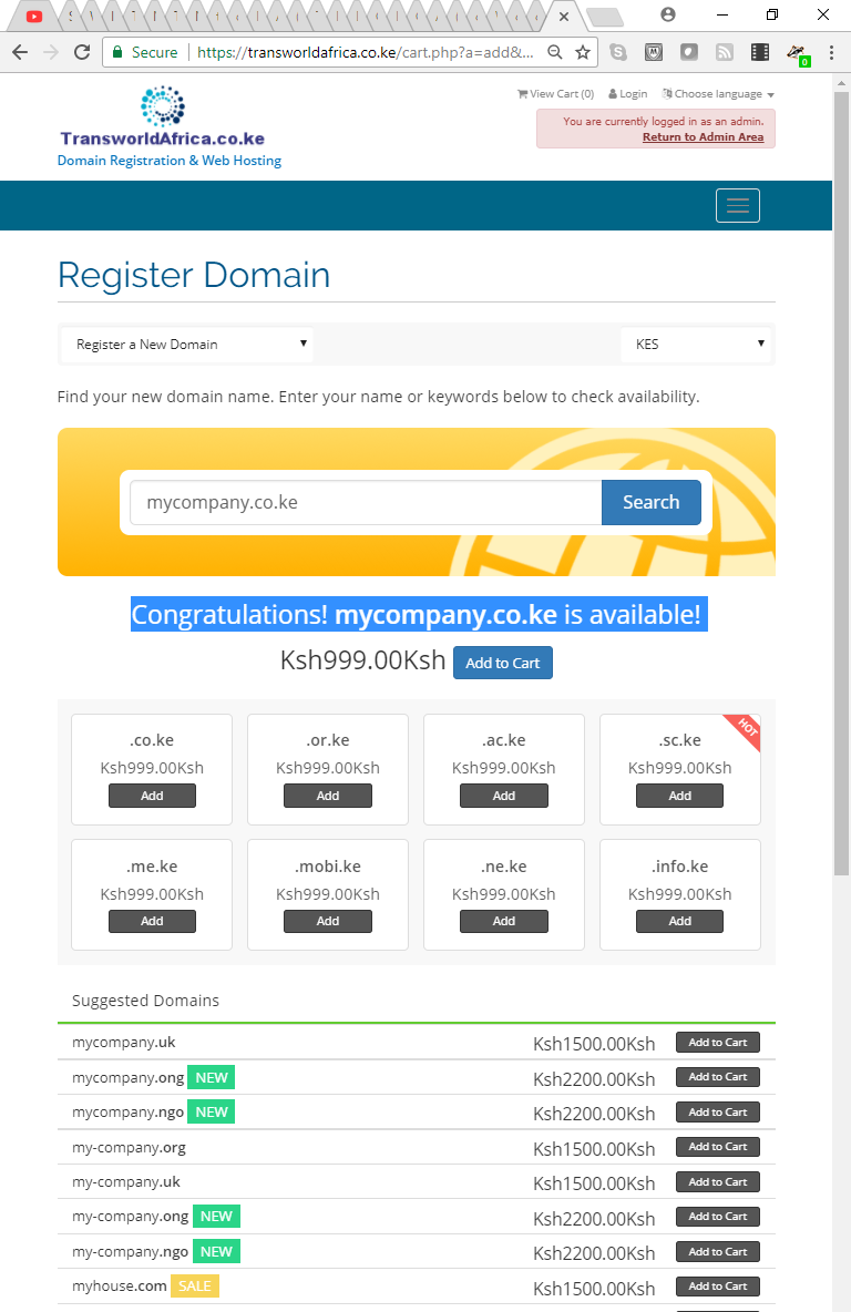 transworldafrica.co.ke domain search result